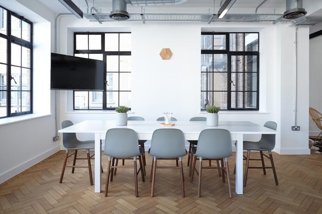 office room with the chair and table